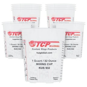 Custom Shop Paint Mixing Cups Plastic Measuring Cup Epoxy Resin, Disposable or Reusable, 32-Ounce (Quart) - Pack of 12 - Graduated, Mixing Ratios, Automotive Painting Acrylic Art Crafts