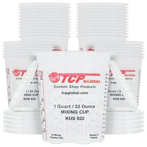 Custom Shop Paint Mixing Cups Plastic Measuring Cup Epoxy Resin, Disposable or Reusable, 32-Ounce (Quart) - Pack of 36 - Graduated, Mixing Ratios, Automotive Painting Acrylic Art Crafts