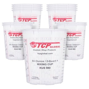 Custom Shop Paint Mixing Cups Plastic Measuring Cup Epoxy Resin, Disposable or Reusable, 64-Ounce (2 Quarts) - Pack of 12 - Graduated, Mixing Ratios, Automotive Painting Acrylic Art Crafts