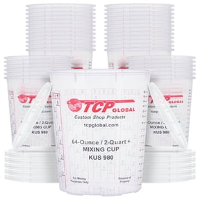 Custom Shop Paint Mixing Cups Plastic Measuring Cup Epoxy Resin, Disposable or Reusable, 64-Ounce (2-Quarts) - Pack of 36 - Graduated, Mixing Ratios, Automotive Painting Acrylic Art Crafts