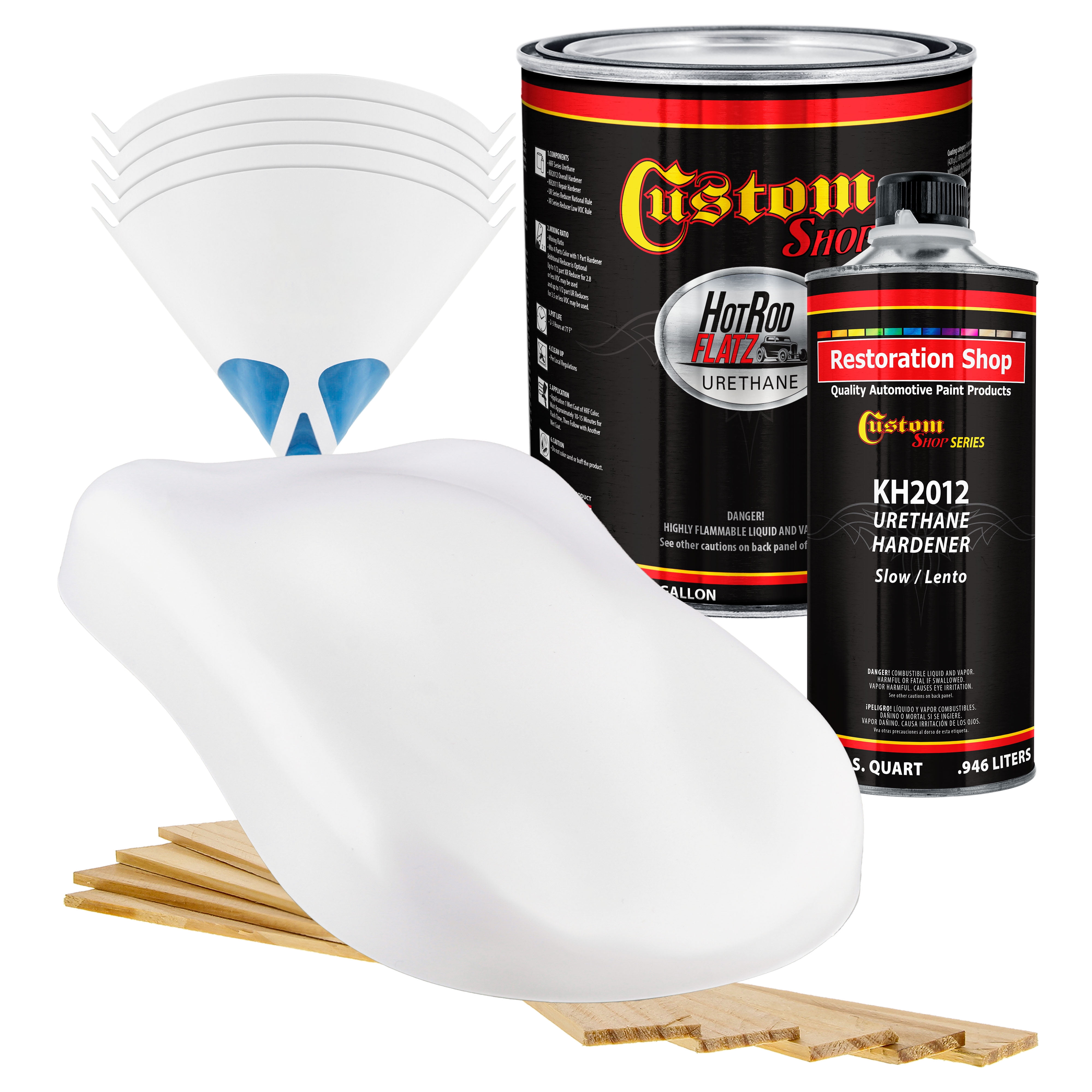 Custom Shop - Performance Bright White - Hot Rod Flatz Flat Matte Satin Urethane Auto Paint - Complete Gallon Paint Kit - Professional Low Sheen Automotive, Car Truck Coating, 4:1 Mix Ratio