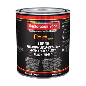 Custom Shop Premium Self Etching Acid Etch Primer, 1 Quart, Black - Ready to Spray Paint, Excellent Adhesion to Bare Metal, Steel, Aluminum, Fiberglass