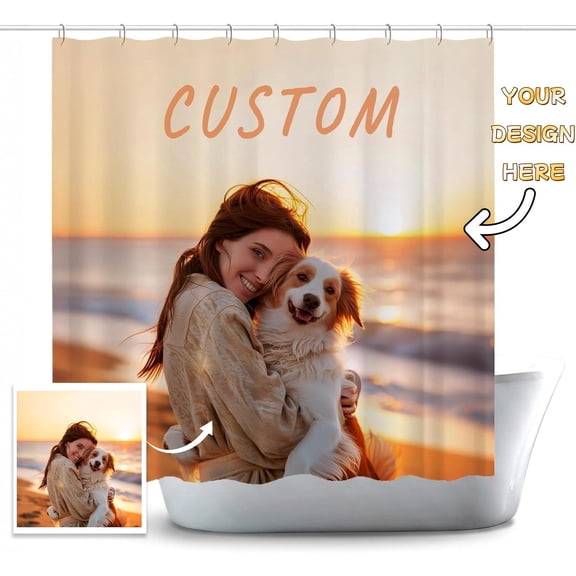 Custom Shower Curtain Personalized Photo Text Bathroom Decor