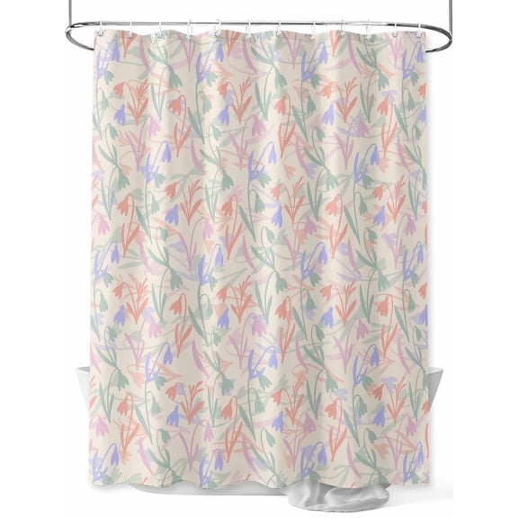 Custom Shower Curtain, Tulips Green Beige Red Flowers Farm Waterproof Shower Curtain Set with 12 Hooks Lightweight Bath Curtains Fabric Bathroom Decor 60x72 Inches