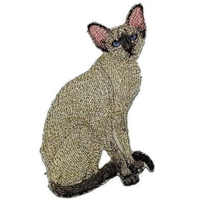 Custom Siamese Chocolate Point Cat Embroidered Iron On/Sew patch [4.5" x 4"]]