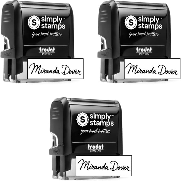 Custom Signature Stamp - Personalized Insignia - Self-Inking - Your Choice of 7 Ink Colors! (3, Large)