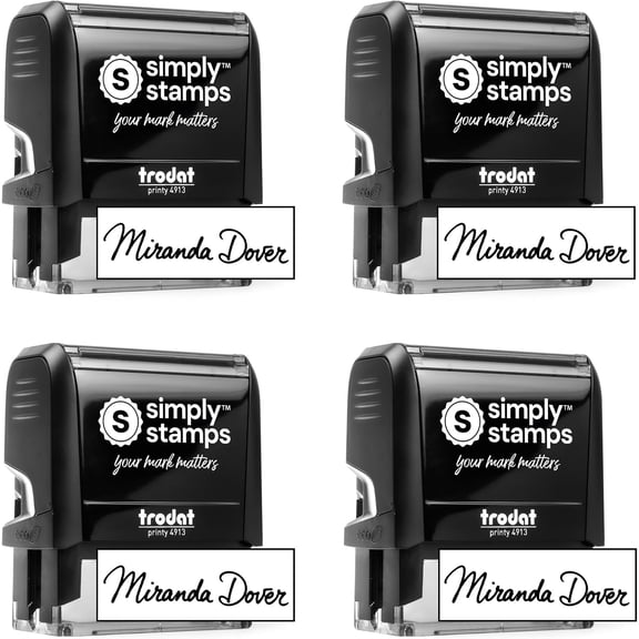 Custom Signature Stamp - Personalized Insignia - Self-Inking - Your Choice of 7 Ink Colors! (4, Large)