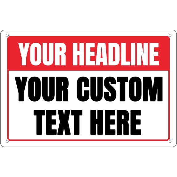 Custom Signs Outdoor Metal Sign - 12 x 8 Personalized Aluminum Rust-Proof Entrance Signs, Garden Signs, Hazard Signs, Parking Signs for Business (Personalized Headline)