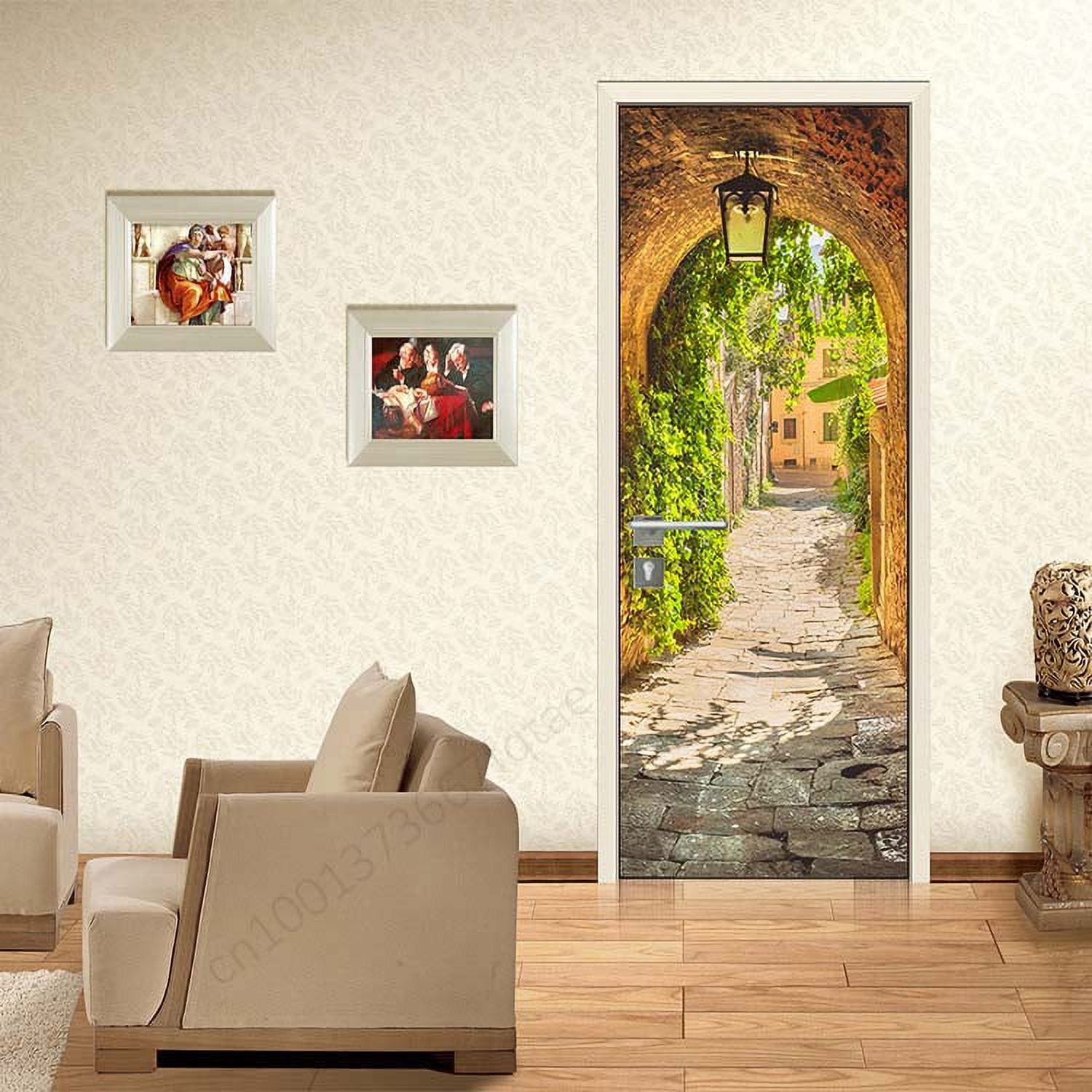 Custom Size 3D Door Mural Sticker Adhesive Vinyl Bridge Forest Sea ...