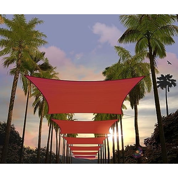 Custom Size 6' x 6' Red Rectangle Square Sun Shade Sail Order to Make UPF50+ Canopy Awning AGSLR, 95% UV Blockage, Water & Air Permeable, Commercial Standard Heavy Duty (We Customize)