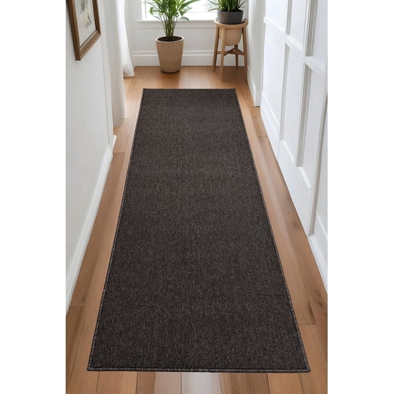 Custom Size Anti-Slip Machine Washable Loop Pile Brown Runner Rugs ( 30' x 30")