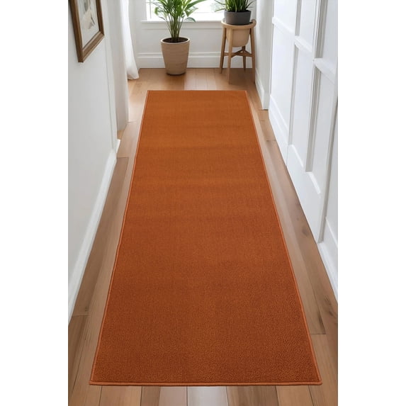 Custom Size Anti-Slip Machine Washable Loop Pile Orange Runner Rugs ( 3' x 26")