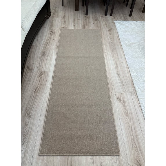 Custom Size Anti-Slip Machine Washable Loop Pile Beige Runner Rugs ( 5' x 26")