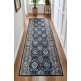 thumbnail image 1 of Custom Size Anti-Slip Machine Washable Printed Anatolian Blue Design Runner Rugs ( 1' x 26"), 1 of 5