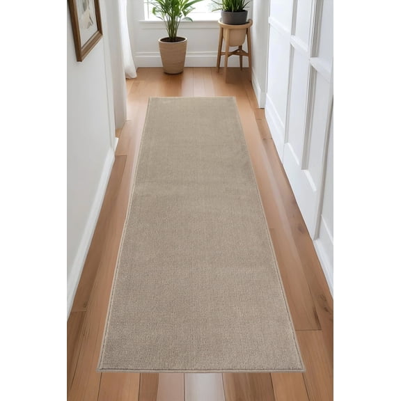 Custom Size Anti-Slip Machine Washable Soft Pile Sandy Gray Carpet Runner Rugs ( 6' x 26")