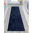 thumbnail image 1 of Custom Size Anti-Slip Washable Soft Pile Leaves Navy Carpet Runner Rugs ( 9' x 26"), 1 of 5