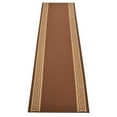 thumbnail image 1 of Custom Size Bordered Greek Key Meander Brown Roll Runner Rug Customize Choice of Your&nbsp;Length by feet&nbsp;Slip Skid Resistant Latex Back Cut to Size Rug Runner, 1 of 8