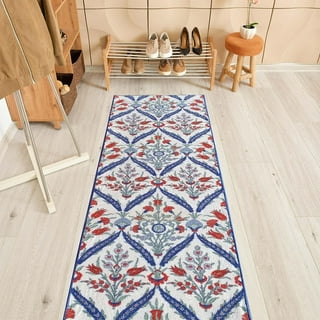 Chain Border Design Cut to Size Red Color 31 .5 Width x Your Choice Length Custom Size Slip Resistant Stair Runner Rug