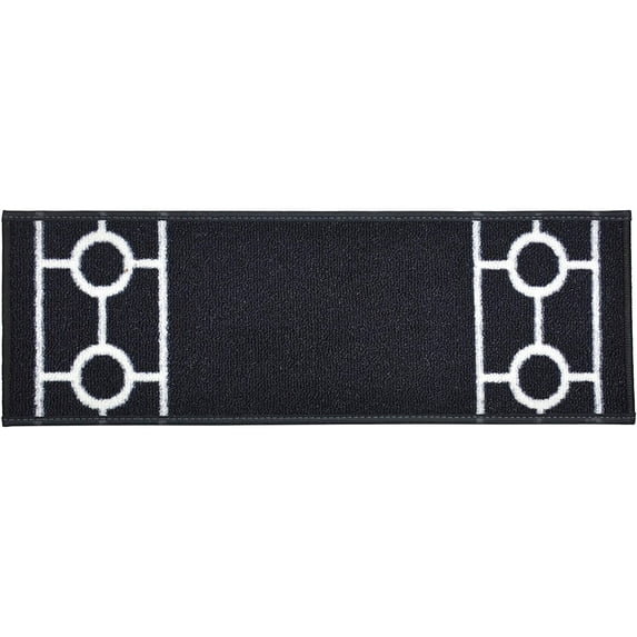 Custom Size Cut to Size Stair Treads Chain Border Black Customize Slip Resistant Latex Backing Low Profile Stair Tread Set Of 13 (Black 9.5in x 26 in)