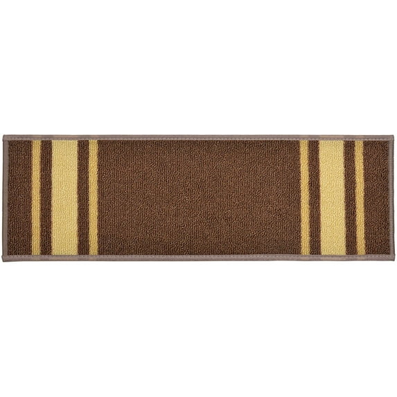 Custom Size Cut to Size Stair Treads Solid Border Brown Customize Slip Resistant Latex Backing Low Profile Stair Tread Set Of 13 (Brown 13.5in x 36 in)