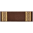 thumbnail image 1 of Custom Size Cut to Size Stair Treads Meander Greek Key Brown Customize Slip Resistant Latex Backing Low Profile Stair Tread Set Of 13 (Brown 9.5in x 36 in), 1 of 7