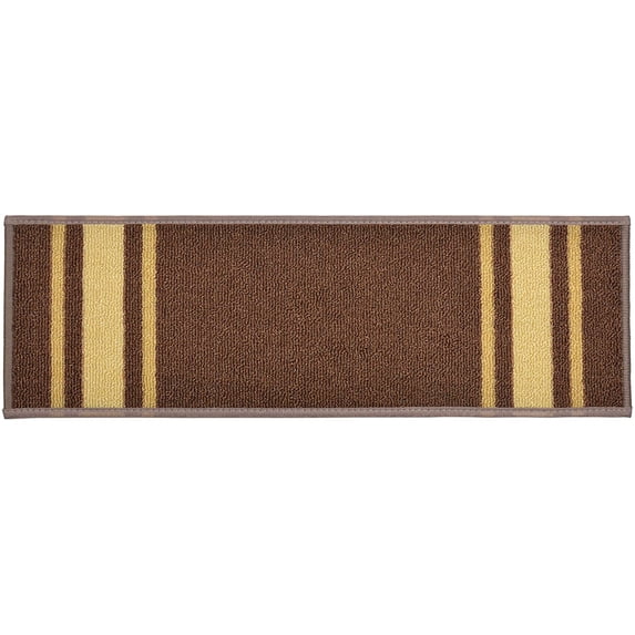 Custom Size Cut to Size Stair Treads Solid Border Brown Customize Slip Resistant Latex Backing Low Profile Stair Tread Set Of 13 (Brown 7.5in x 26 in)