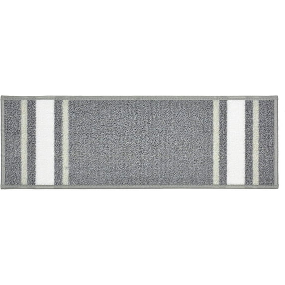 Custom Size Cut to Size Stair Treads Solid Border Grey Customize Slip Resistant Latex Backing Low Profile Stair Tread Set Of 13 (Grey 8.5in x 36 in)