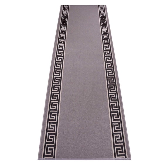 Extra-Long Low Pile Runner Rug Skid Resistant Backing Rug Runner Bordered Geometric Abstract Design Cut to Size Roll Runner Rugs - 25 Feet x 36 Inch