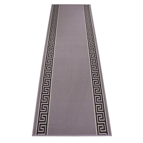 Extra-Long Low Pile Runner Rug Skid Resistant Backing Rug Runner Bordered Geometric Abstract Design Cut to Size Roll Runner Rugs - 7 Feet x 36 Inch