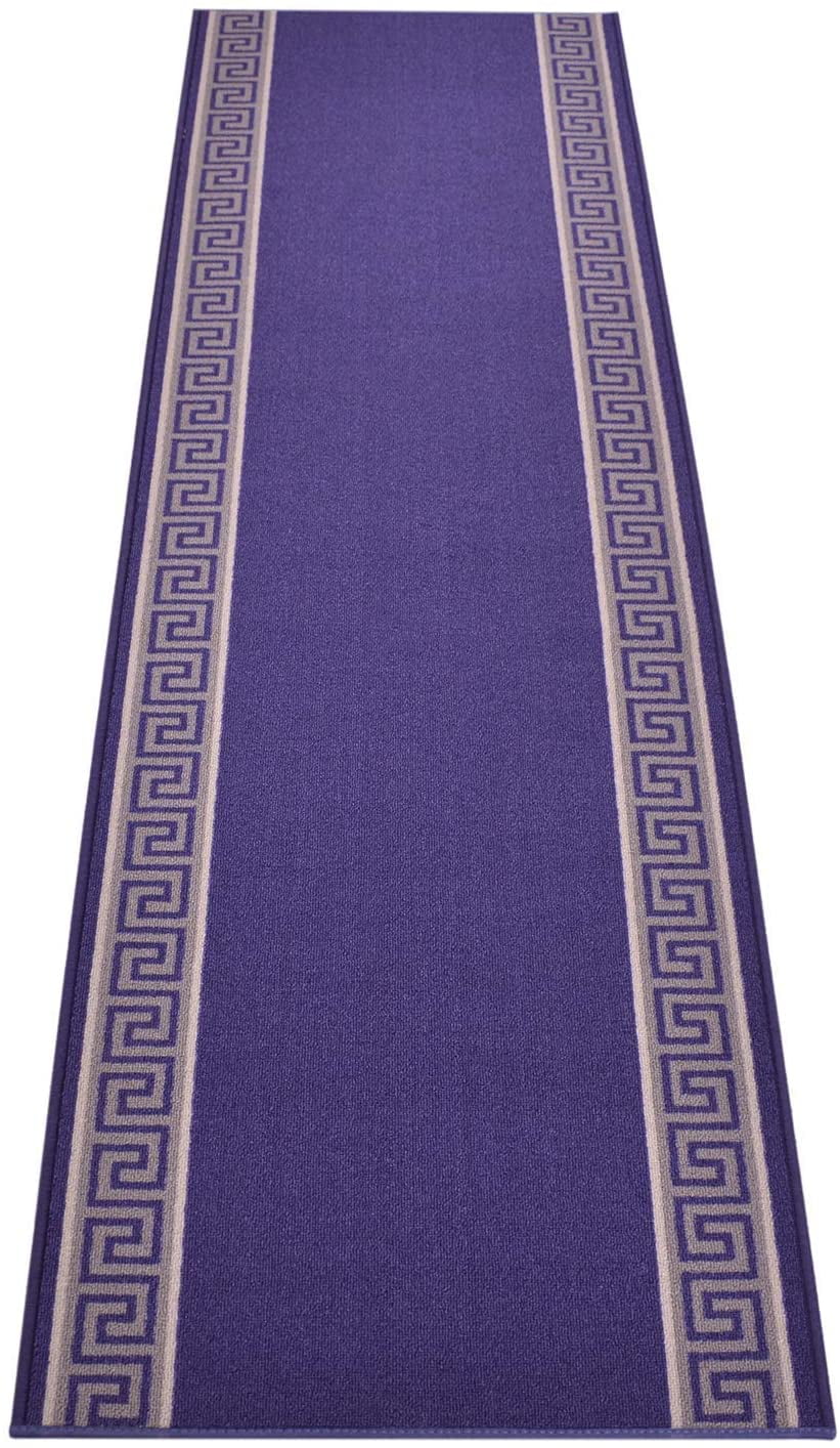 Custom Size Greek Key Meander Navy Blue Roll Runner Rug 36 Inch Wide