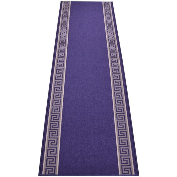 Custom Size Greek Key Meander Navy Blue Roll Runner Rug 36 Inch Wide and Customize Choice of Your Length by feet Slip Skid Resistant Latex Back Cut to Size Rug Runner