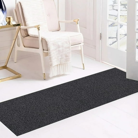 Custom Size Hallway Runner Rug Blue Color 26 or 31 inch Wide Select Your Length Non-Slip (Skid Resistance) Rubber Backing Trellis French Design