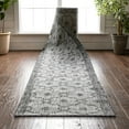 thumbnail image 1 of Custom Size Indoor/Outdoor Runner-Choose Your Length-Sunna Grey Flat-Weave Moroccan Trellis Pattern 31 Inch Wide x 11 Feet Long Runner (31" x 11' Runner) Rug, 1 of 5