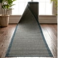 thumbnail image 1 of Custom Size Indoor/Outdoor Runner-Choose Your Length-Woden Blue Flat-Weave Solid Color Border Pattern 31 Inch Wide x 10 Feet Long Runner (31" x 10' Runner) Rug, 1 of 5