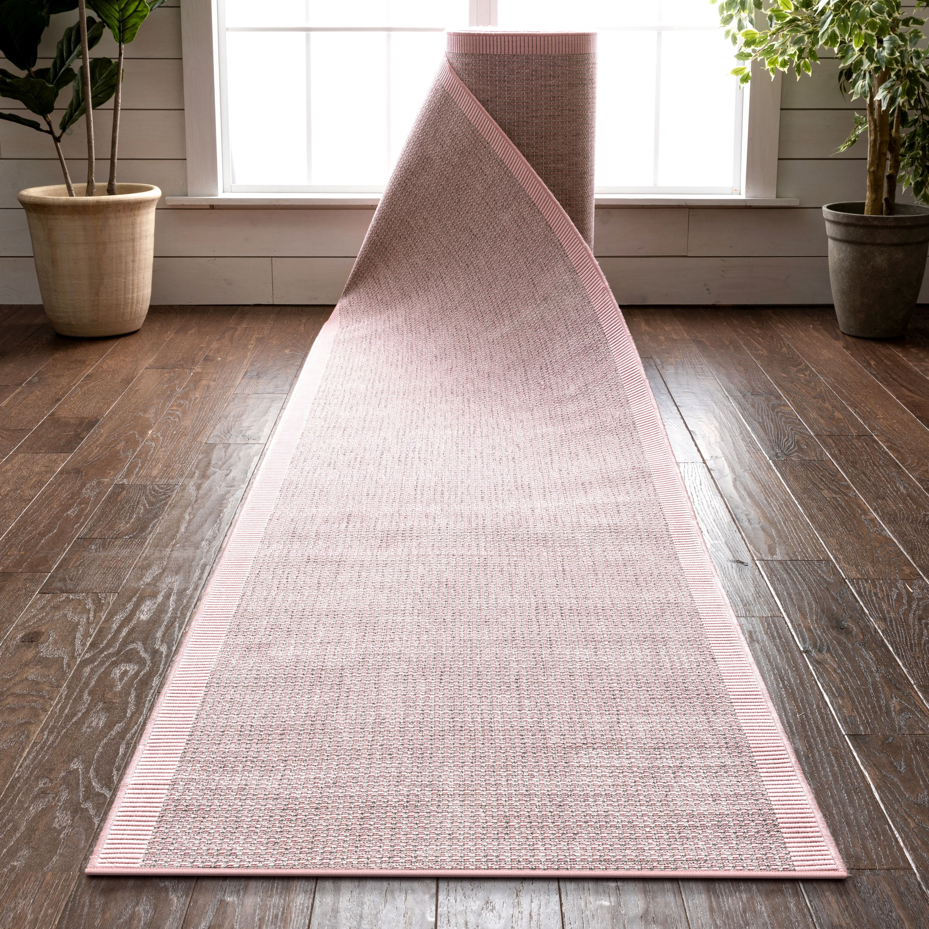 Runner Solid Design Custom Size Indoor/Outdoor Runner-Choose Your Length-Woden Blush Pink ...