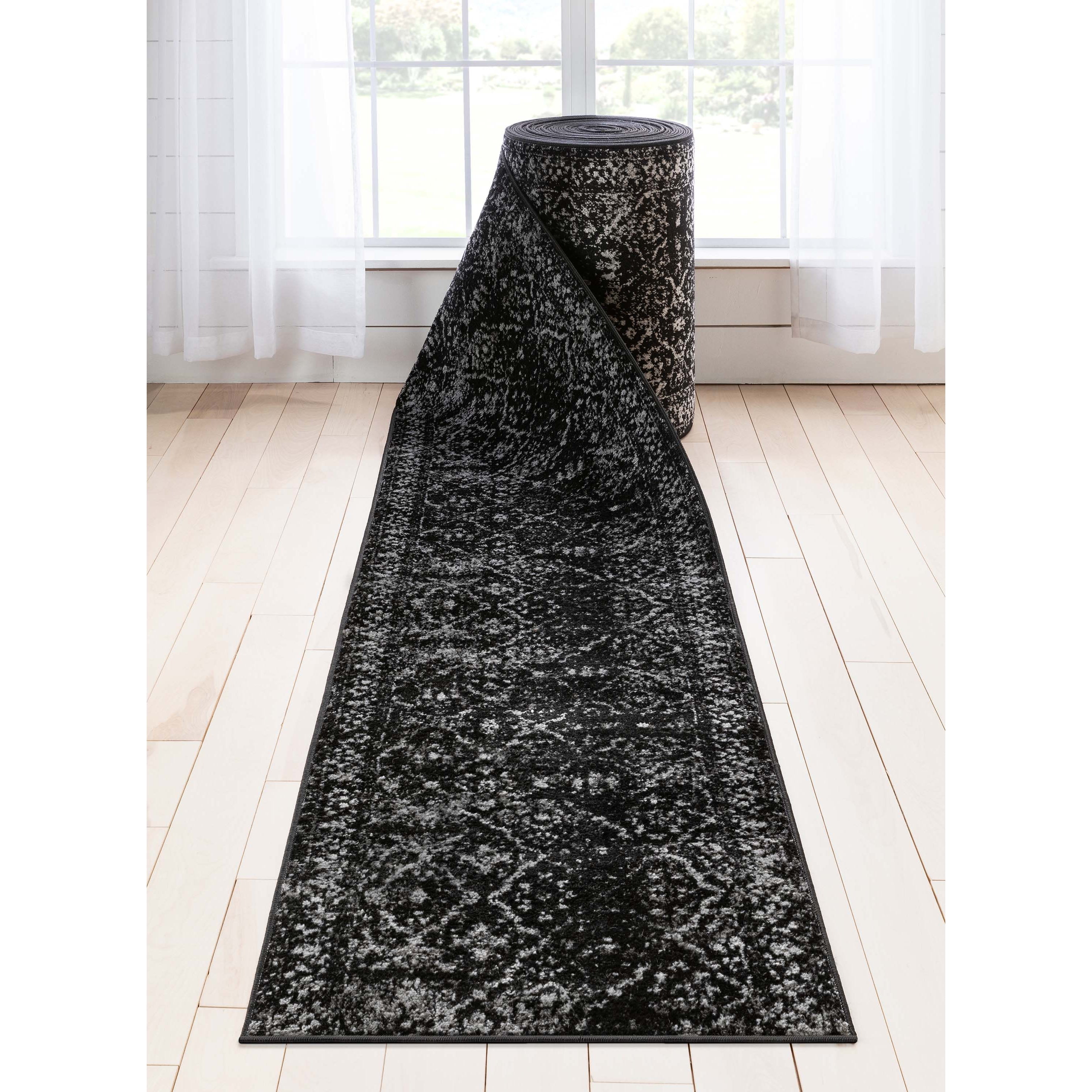 Custom Size Runner Choose Your Length Argos Black Vintage Panel 27 Inches Wide x 85 Feet Long Runner Rug 27 in. x 85 ft. Walmart