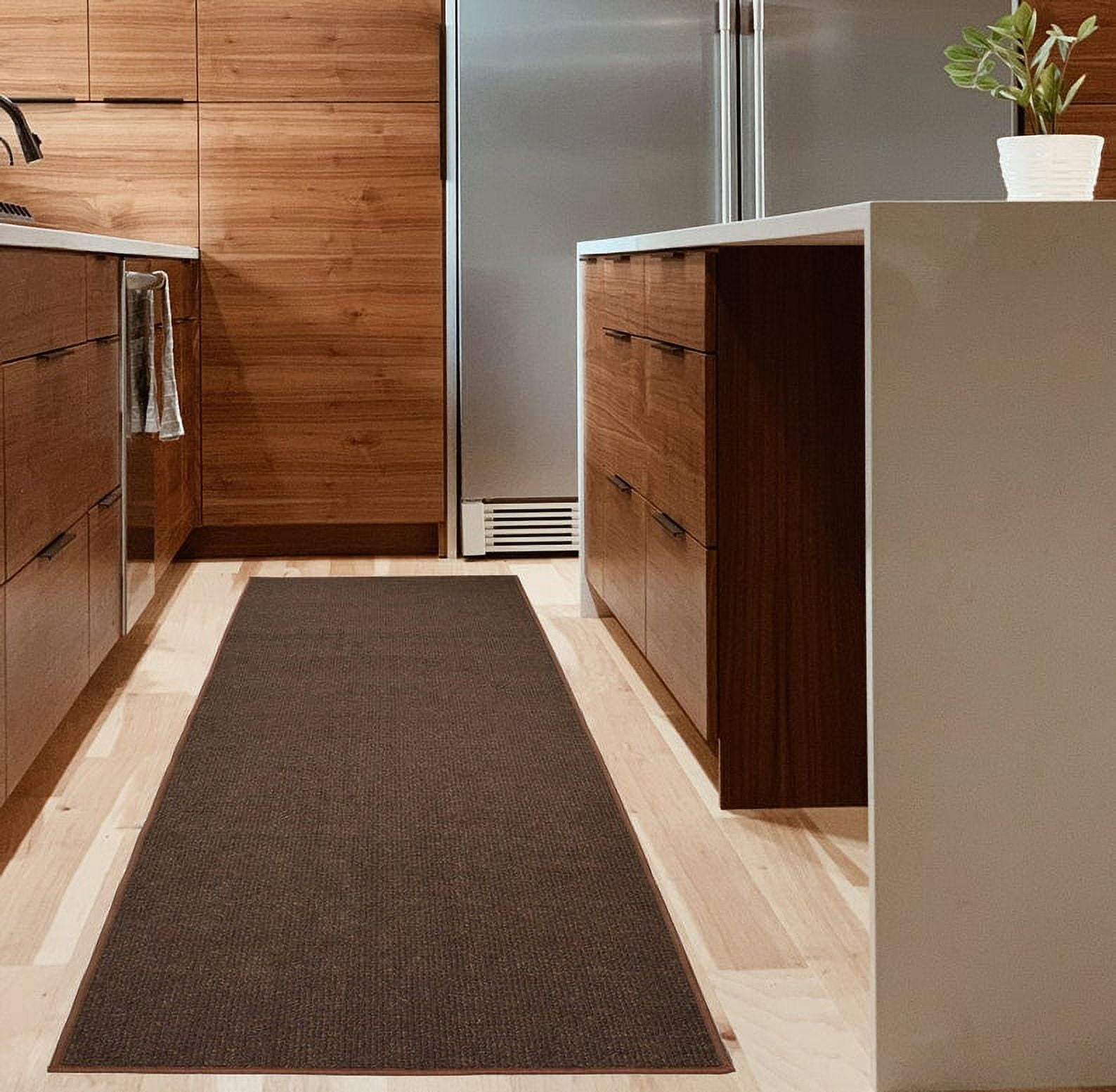 Custom Size Runner Rug Berber Style Solid Dark Brown Color Slip skid ...