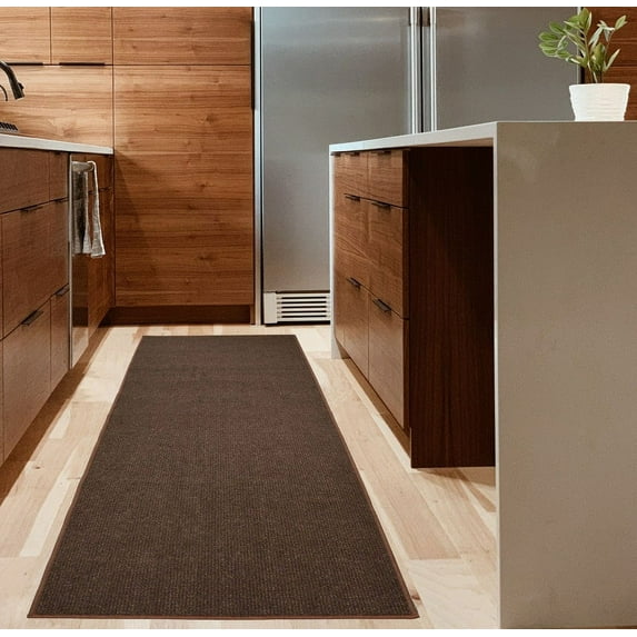 Custom Size Runner Rug Berber Style Solid Dark Brown Color Slip skid Resistant Latex Back Rug Runner Customize Length By Feet anf 26" Width