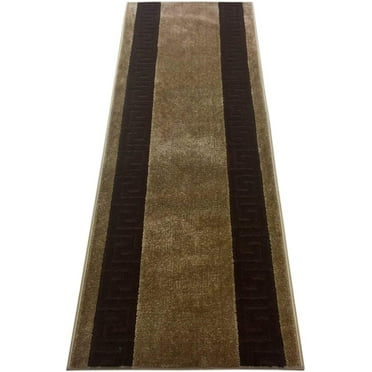 Custom Size Runner Rug Cappuccino Beige Color Greek Key Meander Design Cut to Size Rug Runner 30 Inch Wide and Pick Your Own Length By Feet