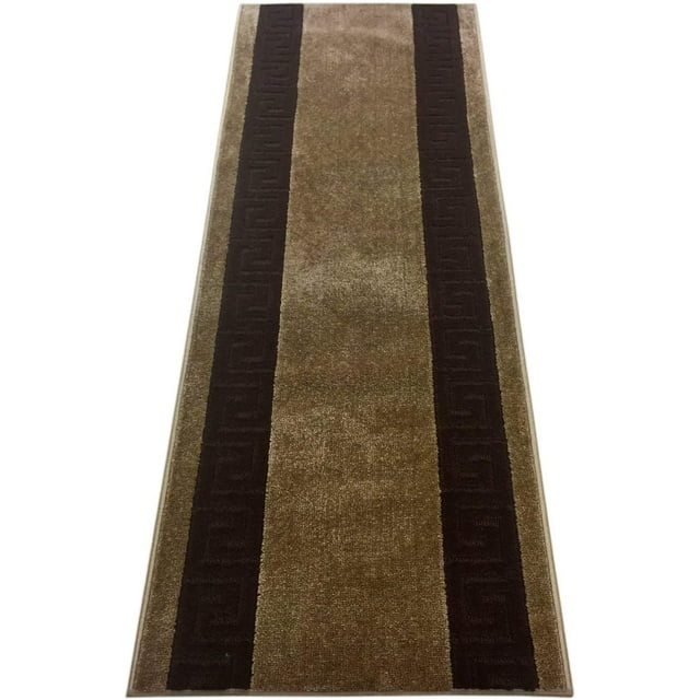 Custom Size Runner Rug Cappuccino Beige Color Greek Key Meander Design Cut to Size Rug Runner 30 Inch Wide and Pick Your Own Length By Feet