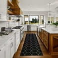 thumbnail image 1 of Custom Size Runner Rug Hexagon Trellis Design Black Color 26 or 31 inch Wide Pick Your Length Non-Slip Rubber Backing Stair Runner, 1 of 4