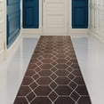 thumbnail image 1 of Custom Size Runner Rug Hexagon Trellis Design Brown Color 26 or 31 inch Wide Pick Your Length Non-Slip Rubber Backing Stair Runner, 1 of 5