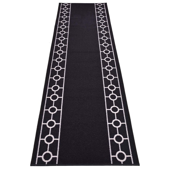 Extra-Long Low Pile Runner Rug Skid Resistant Backing Rug Runner Bordered Geometric Abstract Design Cut to Size Roll Runner Rugs - 40 Feet x 26 Inch