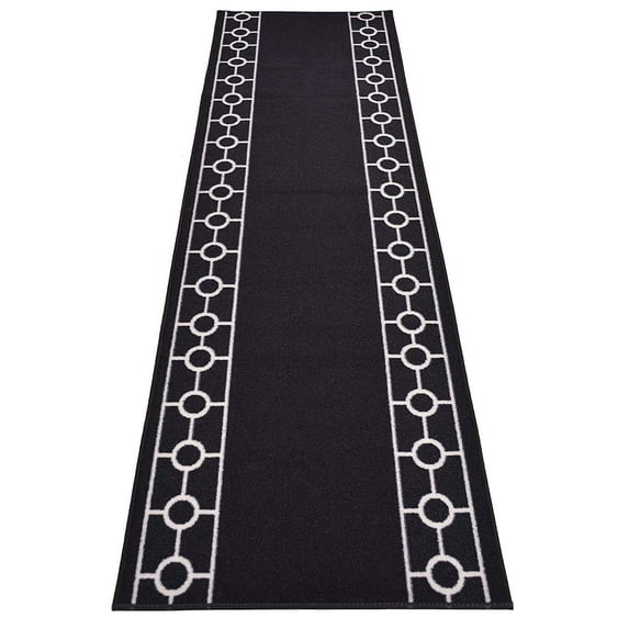 Extra-Long Low Pile Runner Rug Skid Resistant Backing Rug Runner Bordered Geometric Abstract Design Cut to Size Roll Runner Rugs - 22 Feet x 36 Inch