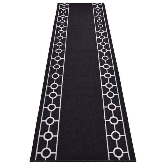 Extra-Long Low Pile Runner Rug Skid Resistant Backing Rug Runner Bordered Geometric Abstract Design Cut to Size Roll Runner Rugs - 13 Feet x 32 Inch
