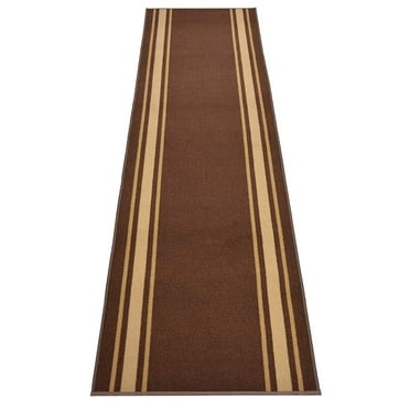 Custom Size Runner Rug Skid Resistant Backing Bordered Rug Runner Solid Border Brown Color Cut to Size Roll Runner Rugs By Feet Customize in USA Facility