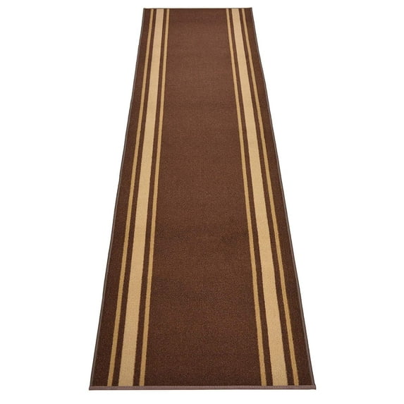 Custom Size Runner Rug Skid Resistant Backing Bordered Rug Runner Solid Border Brown Color Cut to Size Roll Runner Rugs By Feet Customize in USA Facility