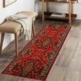 thumbnail image 1 of Extra-Long Low Pile Runner Rug Skid Resistant Backing Rug Runner Orient and Floral Red Cut to Size Roll Runner Rugs - 24 Feet x 26 Inch, 1 of 8