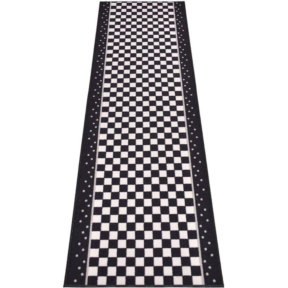 Extra-Long Low Pile Runner Rug Skid Resistant Backing Rug Runner Bordered Geometric Abstract Design Cut to Size Roll Runner Rugs - 38 Feet x 26 Inch