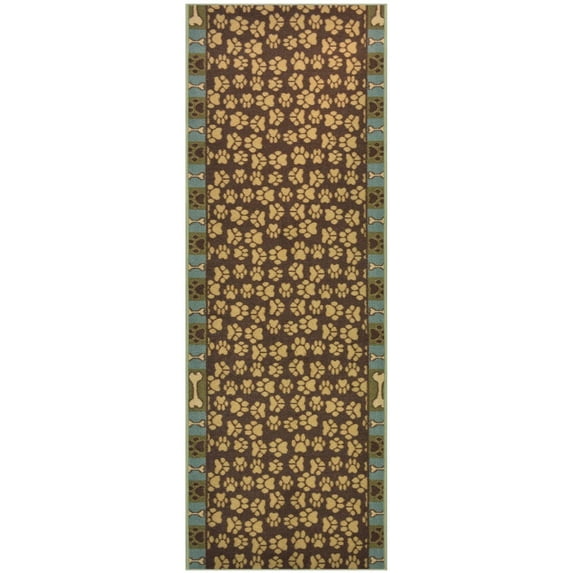 Custom Size Runner Rug Skid Resistant Backing Pick Your Own Size Rug Runner Pet Paw Teal Blue Color Animal Design Cut to Size Roll Runner Rugs By Feet Customize in USA Facility